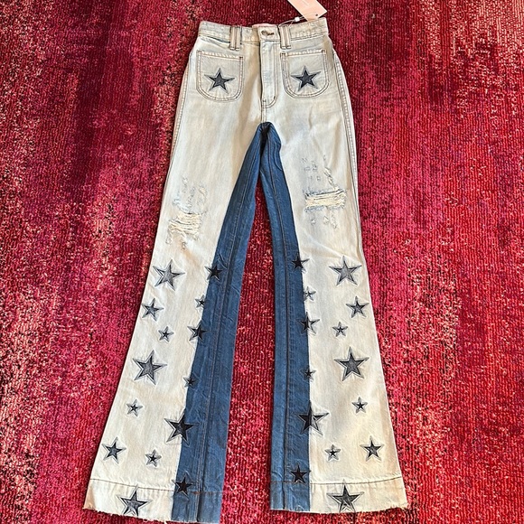 REVICE Denim - NWT Revice heaven color block star flare high rise two tone jeans